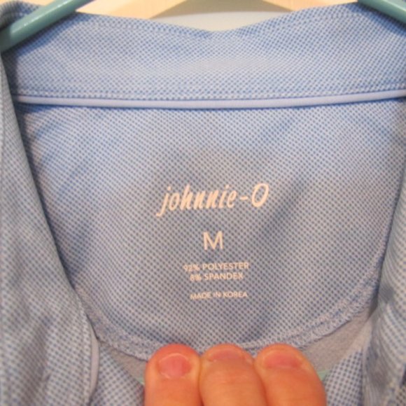 Mens Johnnie O shirt size Medium Light Blue with small darker blue dots - Picture 4 of 4